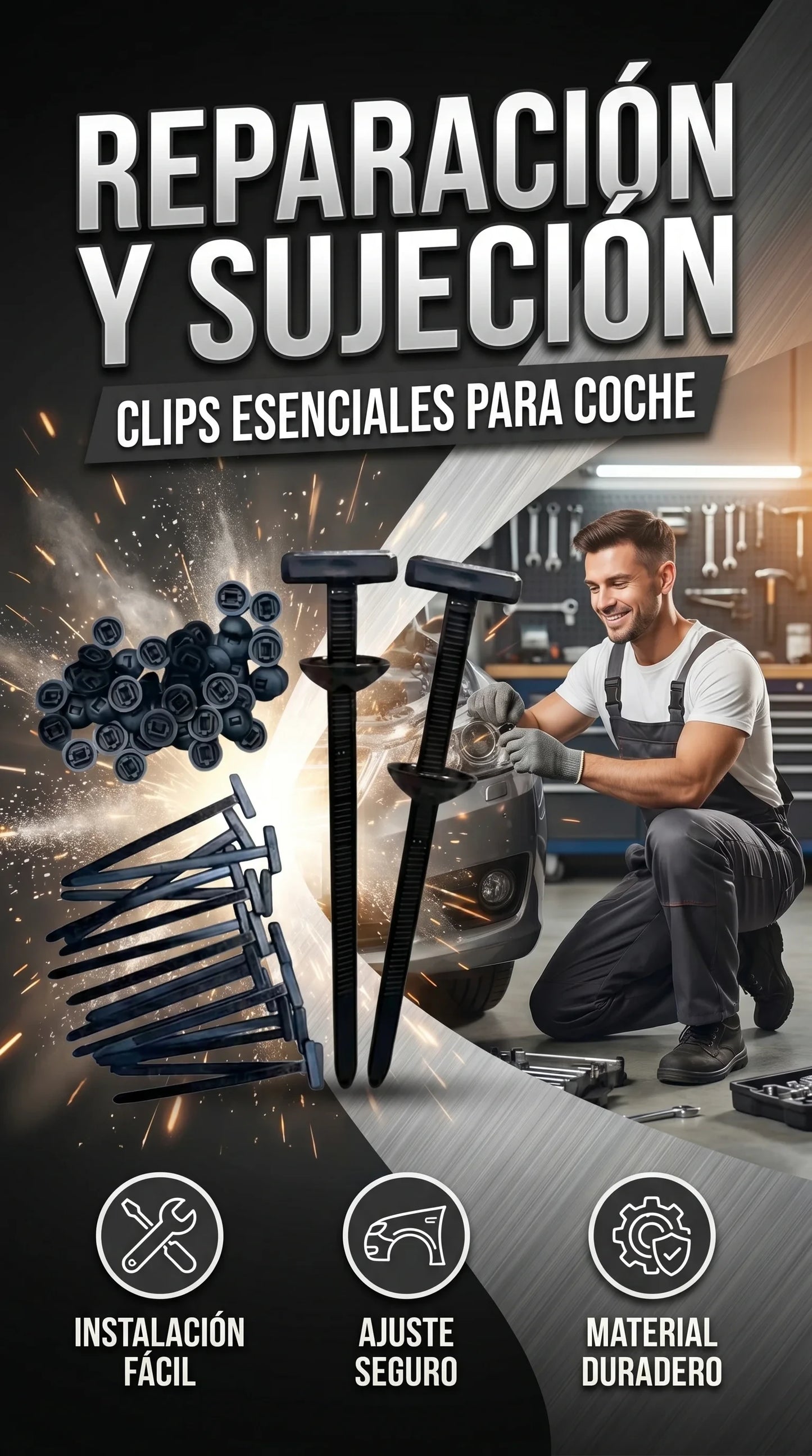 Pack de 200 Clips Universales de Fijación Automotriz de Alta Resistencia