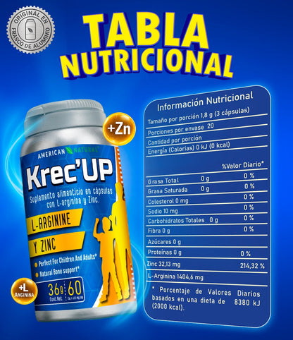 KREC UP L-ARGININE Y ZINC  AMERICAN NATURAL - 60 CAPSULAS
