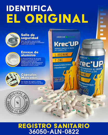 KREC UP L-ARGININE Y ZINC  AMERICAN NATURAL - 60 CAPSULAS